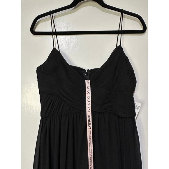 Ieena Mac Duggal Black Faux Wrap Sleeveless Flowy Midi Dress Sz Small NWT #70099 - Picture 4 of 15